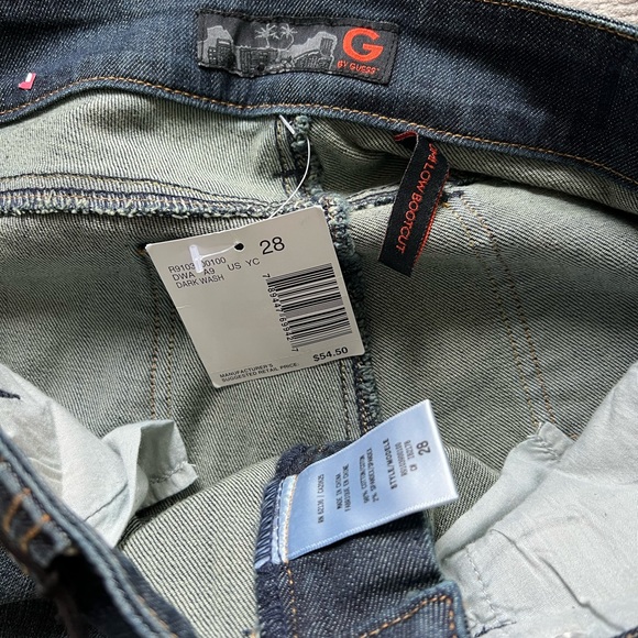 Guess Low Bootcut Distressed Dark Wash Jeans - Picture 3 of 8